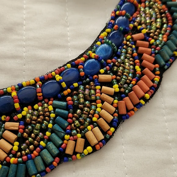 Handmade Beaded Necklace w/Ribbon Tie - Picture 3 of 5